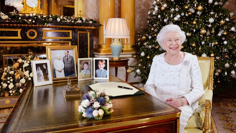 The Queen gives her Christmas message from Buckingham Palace in 2017