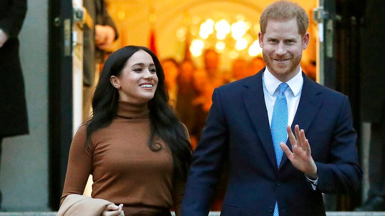 Meghan and Harry at Canada House in London on 7 January 2020. Pic: AP