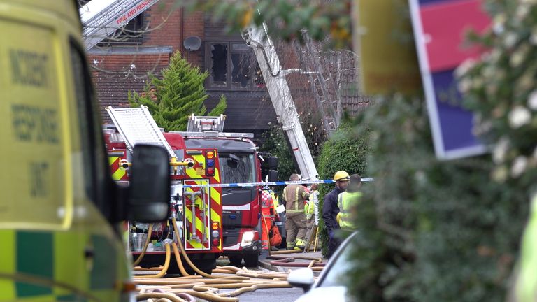 Damage to a property in Grovelands Road, Reading, where one person has died and others are "unaccounted for" in a large fire. Police have arrested a 31-year-old man on suspicion of murder and arson. Picture date: Wednesday December 15, 2021.

