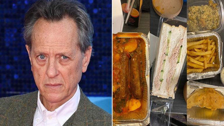 Richard E grant posts food from hotel quarantine 