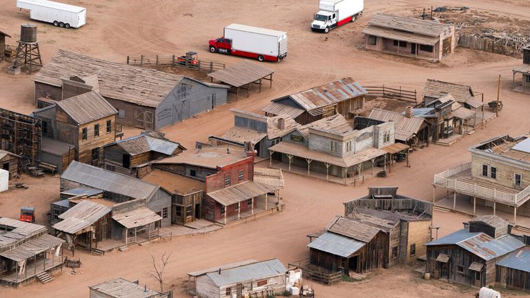 The Rust film set at Bonanza Creek Ranch in Santa Fe . Pic: AP