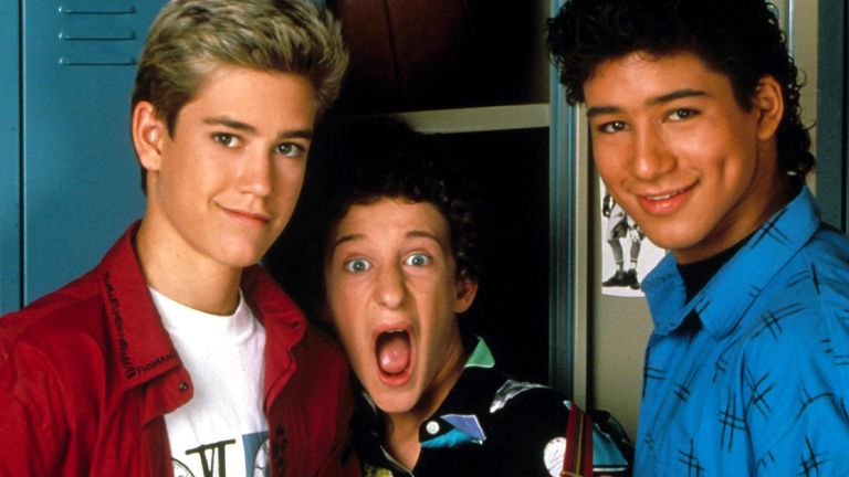 Mark Paul Gosselaar, Dustin Diamond, Mario Lopez in Saved By The Bell. Pic: Moviestore/Shutterstock