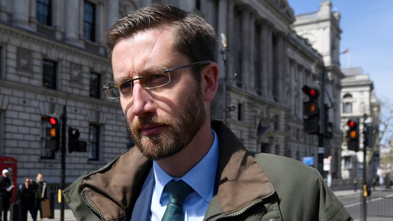 Cabinet Secretary Simon Case walks to the Houses of Parliament in London, Britain, April 26, 2021. REUTERS/Toby Melville
