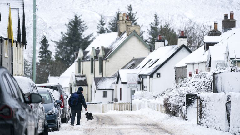 Snowfall in Leadhills, South Lanarkshire as Storm Barra hits the UK and Ireland with disruptive winds, heavy rain and snow on Tuesday. Picture date: Tuesday December 7, 2021.
