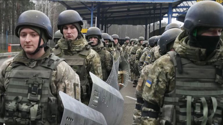 Ukrainian solders patrolling the Belarus border