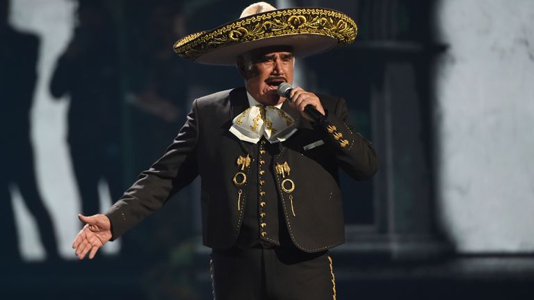 Vicente Fernandez performed a medley at the 20th Latin Grammy Awards in 2019. Pic: AP