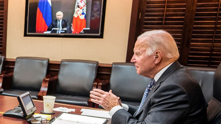 Joe Biden speaks to Vladimir Putin via a video link 