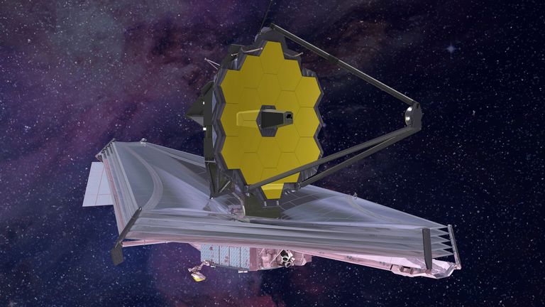 An artist&#39;s rendering of what the telescope would look like in space. Pic: Northrop Grumman/NASA via AP