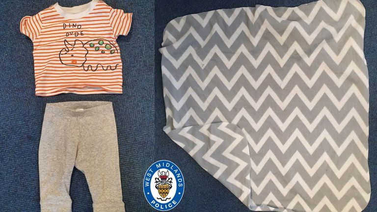 The blanket and clothes Baby George was wearing. Pic: West Midlands Police