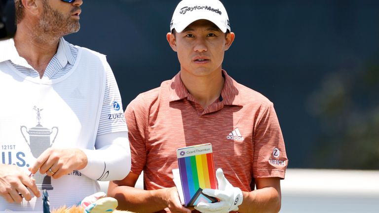 SAN DIEGO, CALIFORNIA - JUNE 17: Collin Morikawa of the United States looks at his yardage book on the seveneth tee during the first round of the 2021 U.S. Open at Torrey Pines Golf Course (South Course) on June 17, 2021 in San Diego, California. (Photo by Ezra Shaw/Getty Images)