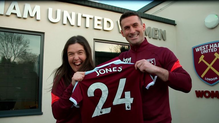 Comedian Rosie Jones spent the day with West Ham Women as part of the "I&#39;m Game" series in support of the Rainbow Laces campaign.