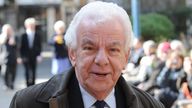 Writer and comedian Barry Cryer arrives for the service of celebration and thanksgiving for the life of writer Keith Waterhouse at St Paul&#39;s Church, London.
Date 2010-03-16