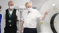 Prime Minister Boris Johnson (right) during a visit to the Rutherford Diagnostic Centre in Taunton, Somerset. Picture date: Thursday January 20, 2022.
