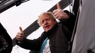 Boris Johnson during a visit to RAF Valley in Anglesey, North Wales