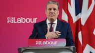 Labour leader Sir Keir Starmer leaves the stage after delivering a keynote speech at Millennium Point, Birmingham, setting out his party&#39;s ambition for a new Britain. Picture date: Tuesday January 4, 2022.
