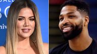 TV personality Khloe Kardashian at the NBC Universal Network 2017 Upfront in New York even, and Tristan Thompson during an NBA basketball practice in Oakland, California in May 2018. Pic: AP