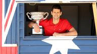 Novak Djokovic pictured after winning the 2021 Australian Open 