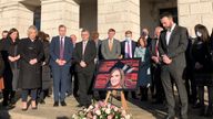 MLAs and MPs take part in a silent vigil on the steps of Parliament Buildings, Stormont, for Ashling Murphy who was found dead after going for a run in Co Offaly. Picture date: Monday January 17, 2022.
