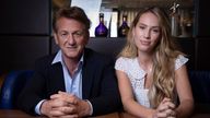 Sean Penn, left, and Dylan Penn pictured at the Cannes film festival in 2021. Pic: Vianney Le Caer/Invision/AP


