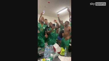 Comoros celebrate in changing room after beating Ghana!