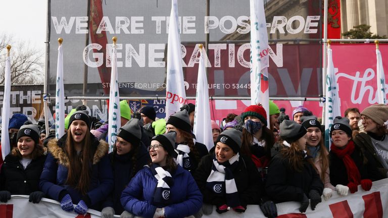 Anti-abortion activists attend the annual "March for Life", in Washington, U.S., January 21, 2022. REUTERS/Leah Millis