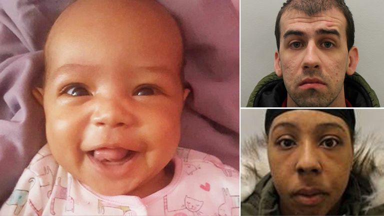 Picture shows - Amina Faye
RE: Naomi Johnson, 24, and Benjamin O&#39;Shea, 26, claimed paramedics caused the fractures suffered by their daughter Amina - but they were found guilty of causing or allowing her to suffer physical harm.
Credit: MET POLICE