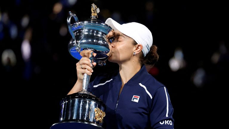 Ashleigh Barty was seen posing with the trophy