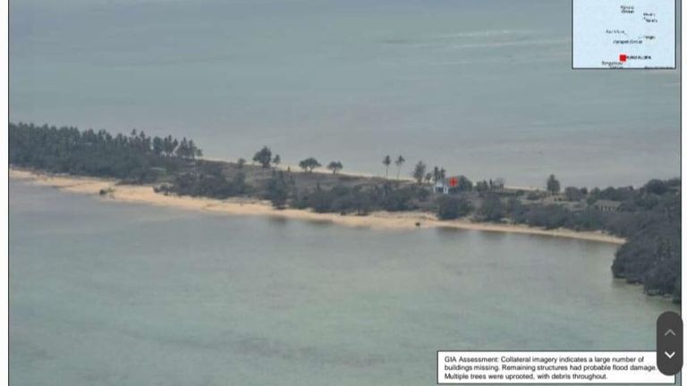 An NZDF report shows damage to Atata island in Tonga