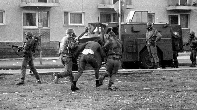 Bloody Sunday Riot In Londonderry Northern Ireland A Protester Is Detained By Soldiers. 