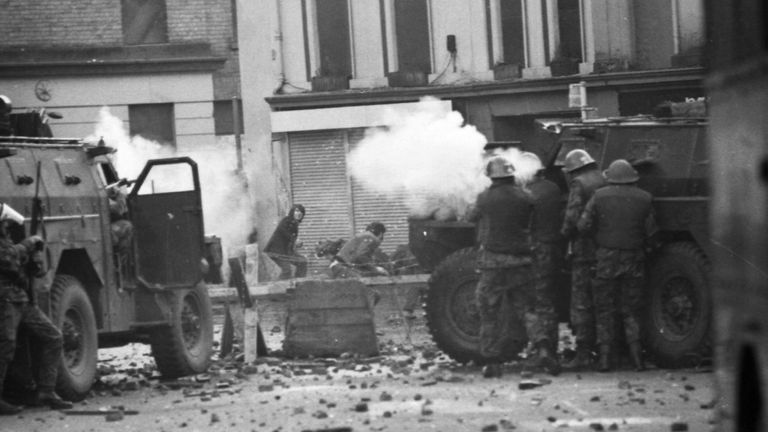 Bloody Sunday Riot In Londonderry Northern Ireland Soldiers Face The Angry Crowd..
