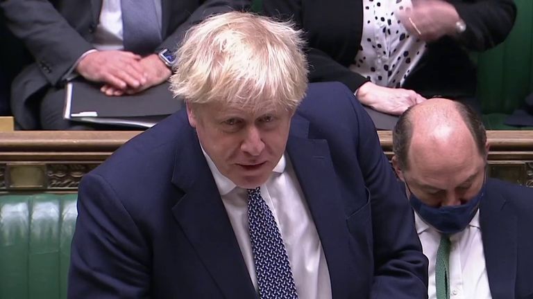 Boris Johnson told the House of Commons he welcomed a police investigation into alleged parties at No 10.