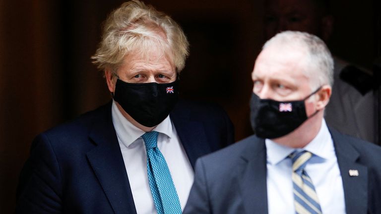 British Prime Minister Boris Johnson leaves the Downing Street in London, Britain, January 26, 2022. REUTERS/Peter Nicholls
