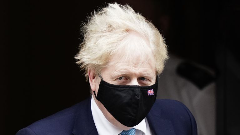 Prime Minister Boris Johnson leaves 10 Downing Street, London, to attend Prime Minister&#39;s Questions at the Houses of Parliament. Picture date: Wednesday January 26, 2022.
