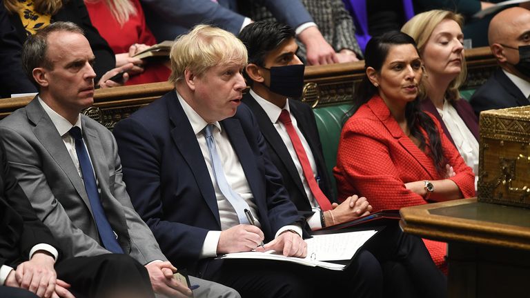 Déclaration du Premier ministre sur le rapport Sue Gray Boris Johnson et Front Bench ©Parlement britannique/Jessica Taylor