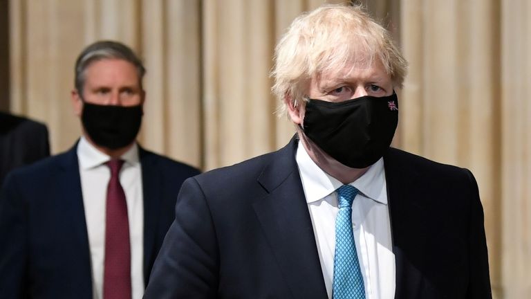 Sir Keir Starmer and Boris Johnson at the State Opening of Parliament on 11 May, 2021