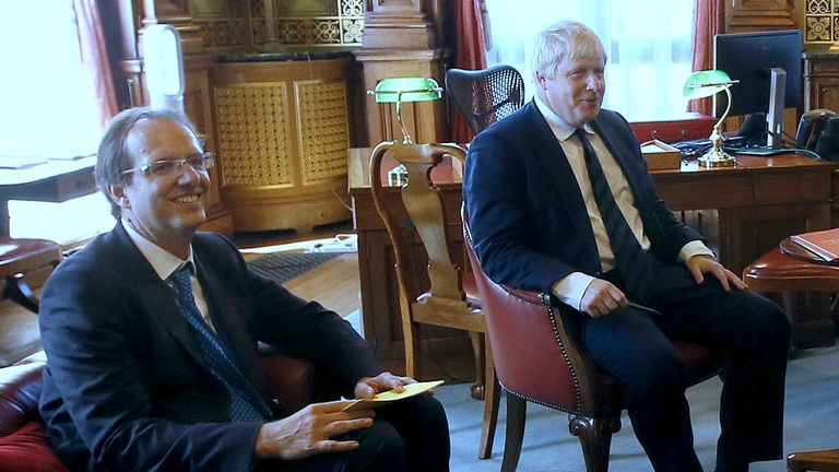 Prime Minister Boris Johnson with his principal private secretary, Martin Reynolds (File Pic) 