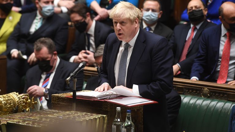 Boris Johnson aux PMQ le 12 janvier 2021 Photo : Parlement britannique/Jessica Taylor