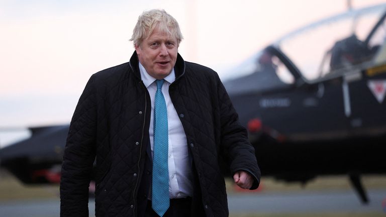 Boris Johnson pictured during a visit to RAF Valley in Anglesey, North Wales