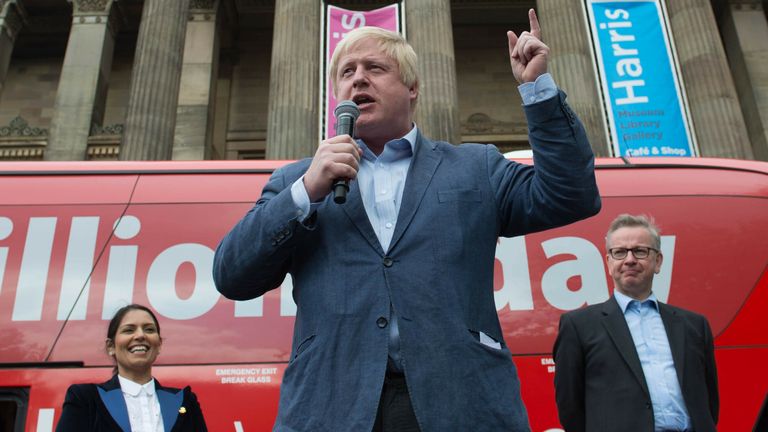 Boris Johnson speaks at a rally with Priti Patel and Michael Gove (right) in Preston town centre, Lancashire, as part of the Vote Leave EU referendum campaign.
Read less
Picture by: Stefan Rousseau/PA Archive/PA Images
Date taken: 01-Jun-2016
Image size: 2773 x 1846