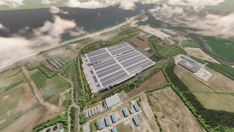 This is how the factory, on the site of the disused coal-fired power station, is expected to look once completed. Pic: Britishvolt