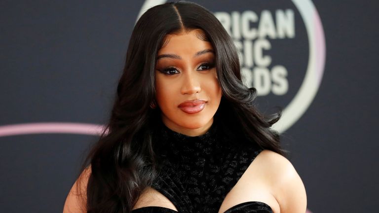 Show host Cardi B poses at a photo op ahead of the 49th Annual American Music Awards in Los Angeles, California, U.S., November 19, 2021. REUTERS/Mario Anzuoni
