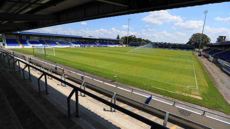 General view of the pitch at Deva Stadium