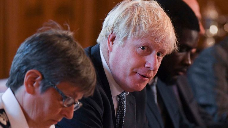 12-Aug-2019
Prime Minister Boris Johnson in Downing Street, London, with Metropolitan Police Commissioner Cressida Dick (left) and Youth Justice Board Advisor Roy Sefa-Attakora (right) during a roundtable on crime which is looking at how to improve the criminal justice system and deal with the most serious and violet offenders.