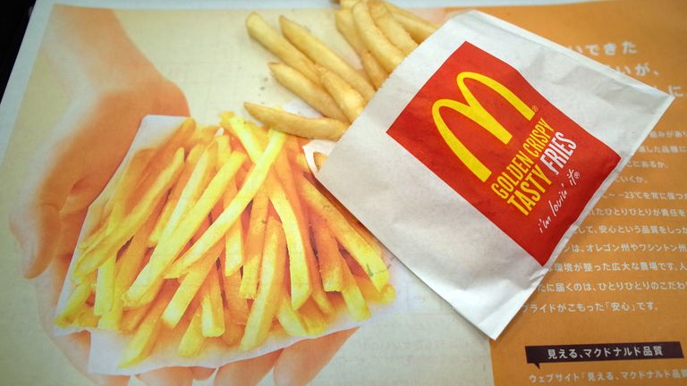A small fries is seen at a McDonald&#39;s restaurant in Tokyo, Wednesday, Dec. 17, 2014 Pic: AP