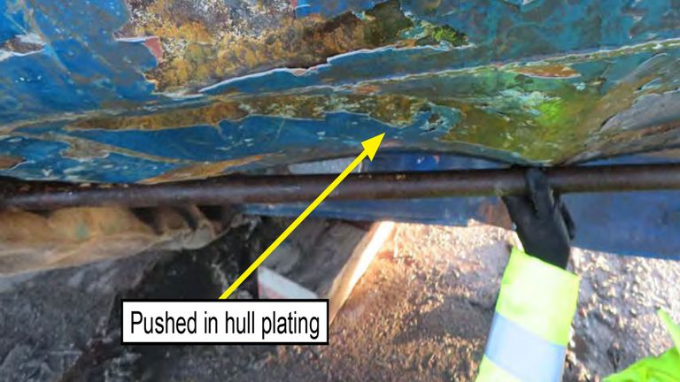 Galwad-Y-Mor structural damage

Report on the investigation of a subsea explosion resulting in crew injuries and vessel damage to the crab potting vessel Galwad-Y-Mor (BRD 116) 22 nautical miles north of Cromer, England on 15 December 2020.
PIC:MAIB
