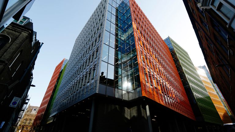 A view shows an office block at Central St Giles where Google has offices