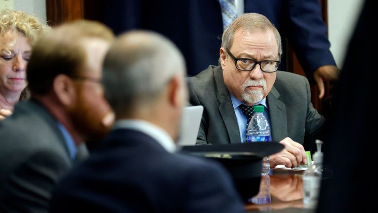 Gregory McMichael, right, awaiting sentencing. Pic: AP