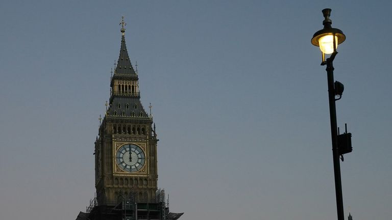 The sun sets over the Houses of Parliament