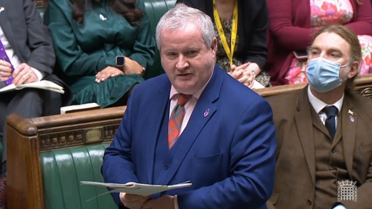SNP Westminster leader Ian Blackford speaks during Prime Minister&#39;s Questions in the House of Commons, London. Picture date: Wednesday January 26, 2022.
