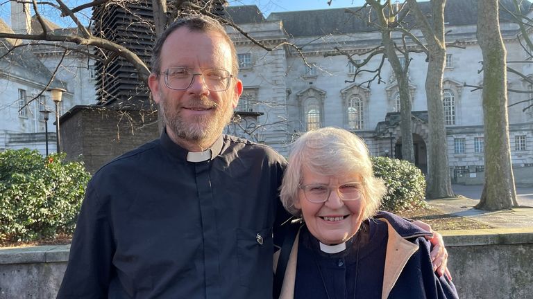 Father Martin Newell and Reverend Sue Parfitt pictured outside the Inner London Crown Court today